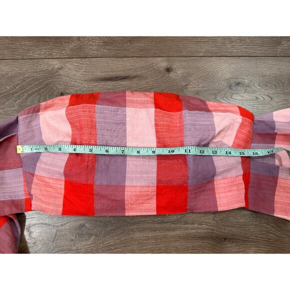 English Factory NWOT Pink Red & Lavender Buffalo Check Multi-Way Tie Top Small - Picture 11 of 13